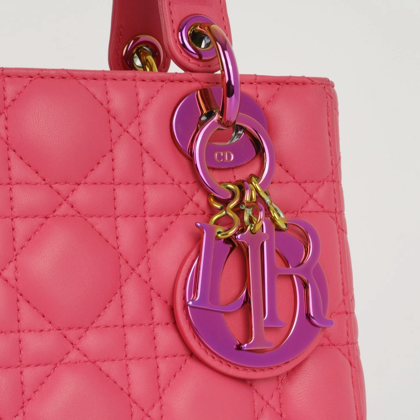 Dior Dior - Lady Dior - Small - Hot Pink Lambskin Cannage - PNKHW - Pre-Loved
