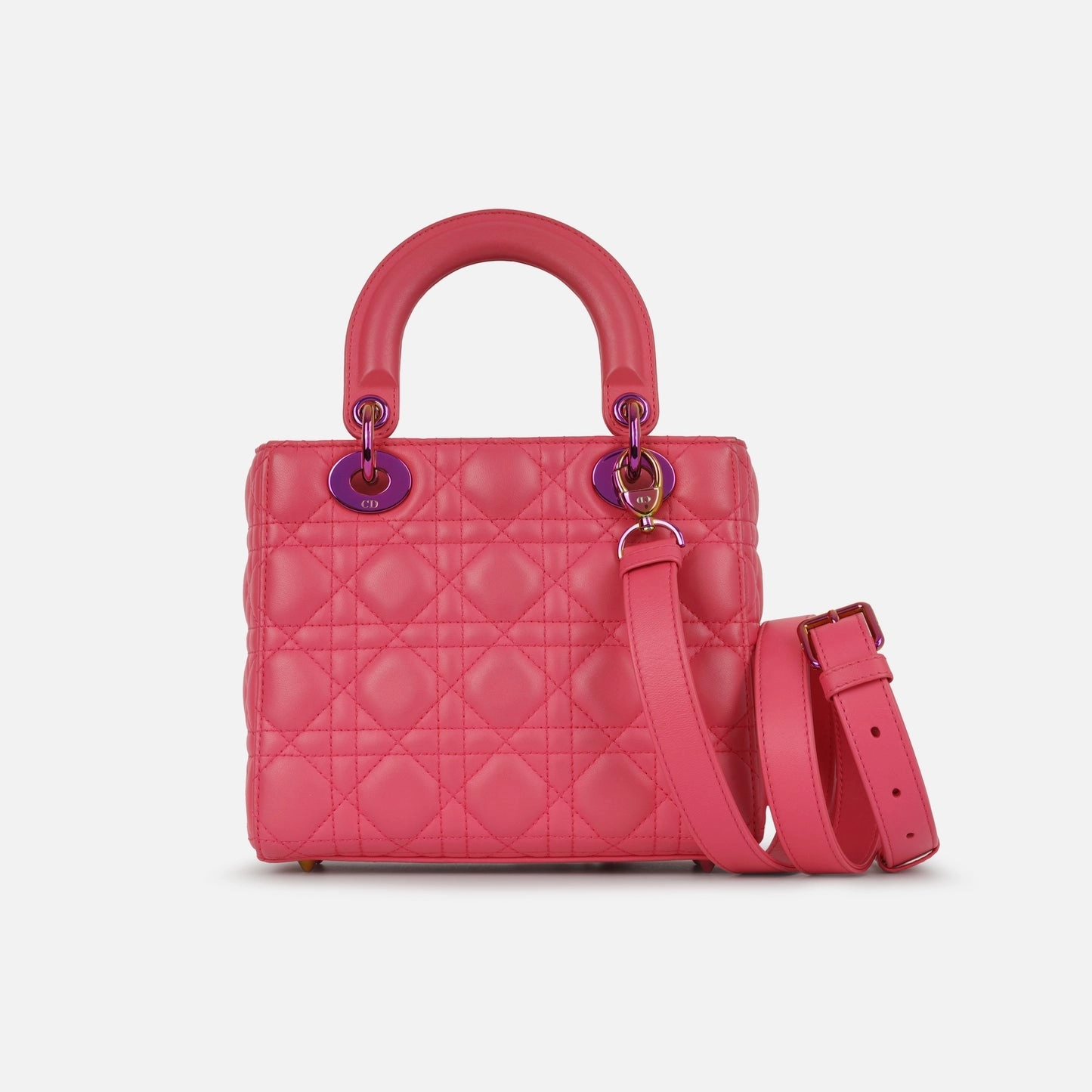 Dior Dior - Lady Dior - Small - Hot Pink Lambskin Cannage - PNKHW - Pre-Loved
