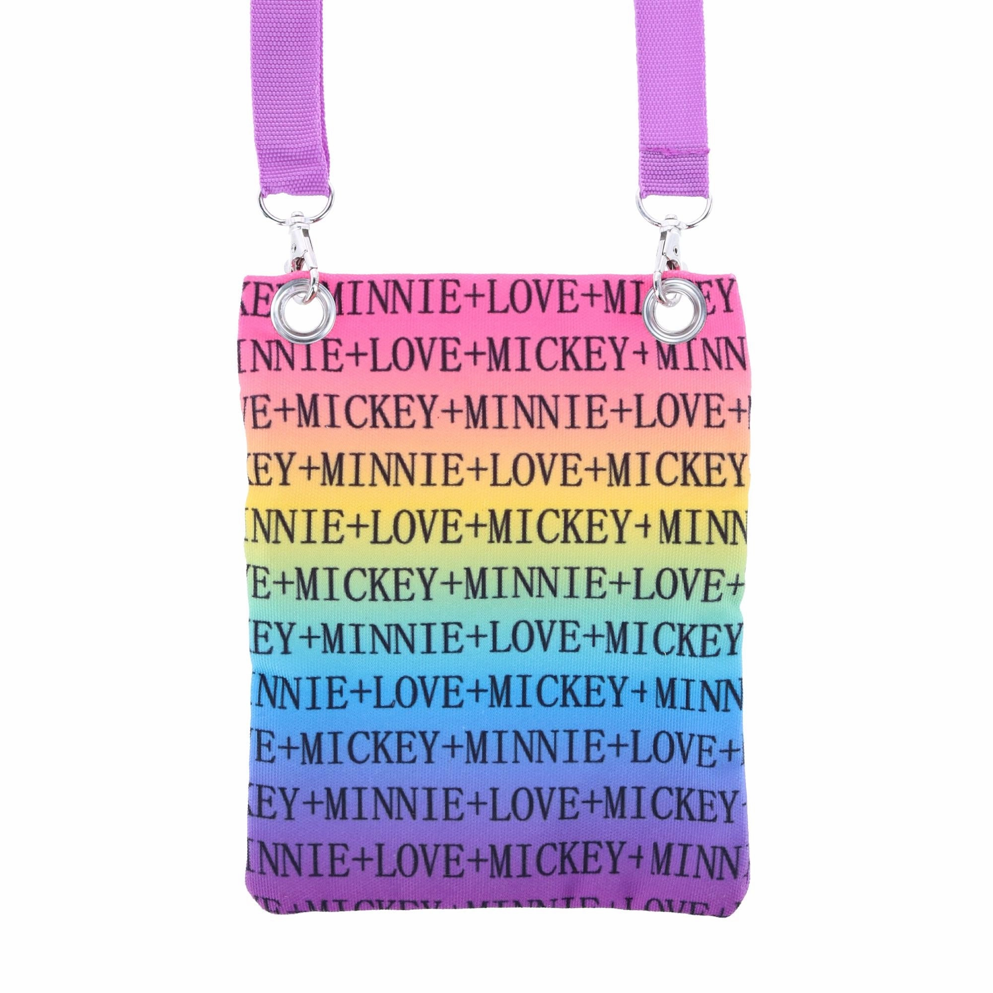 Disney Mickey and Minnie Mouse Rainbow Passport Crossbody Bag
