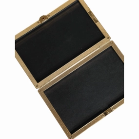 Dolce & Gabbana Black Leather Studs Gold Frame Clutch Evening Purse Women's Bag