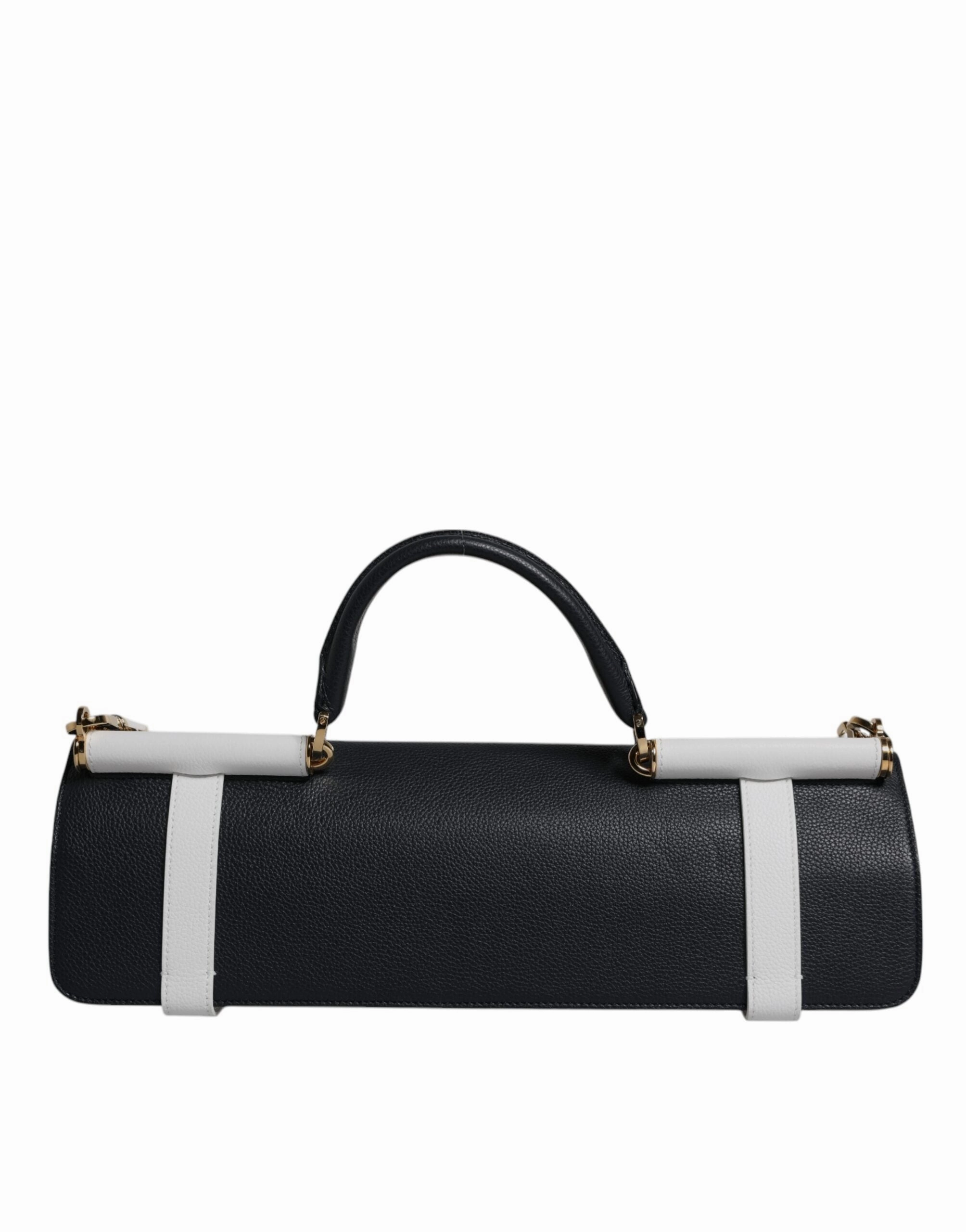 Dolce & Gabbana Blue White Calfskin Leather Crossbody Shoulder Bag