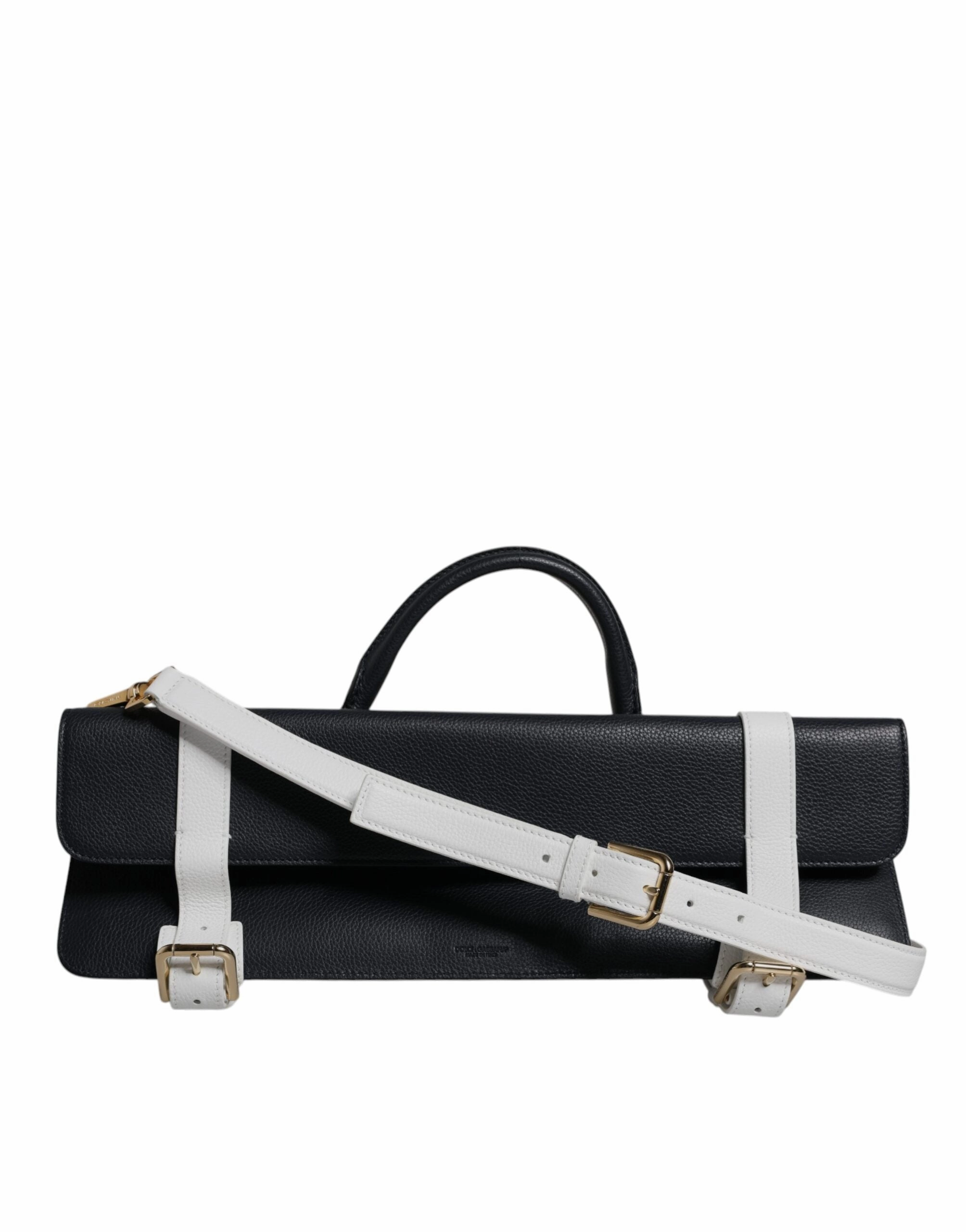Dolce & Gabbana Blue White Calfskin Leather Crossbody Shoulder Bag