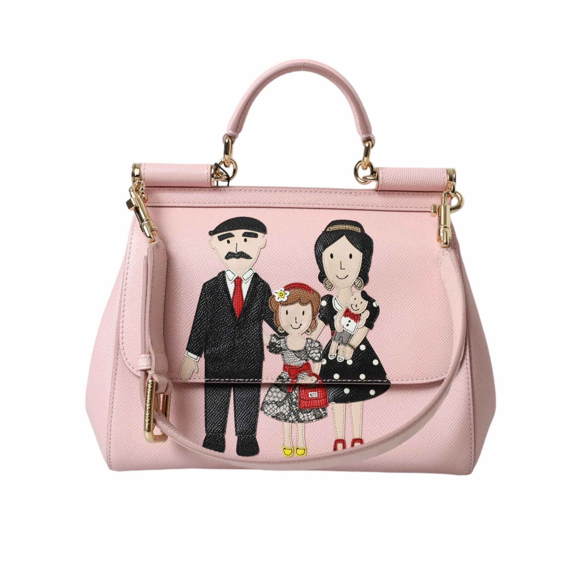 Dolce & Gabbana Chic Pink Sicily Leather Shoulder Women's Bag