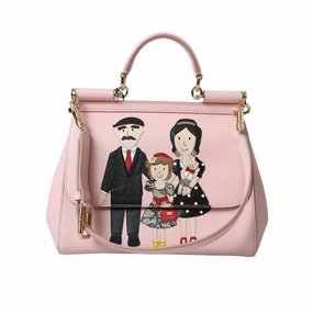 Dolce & Gabbana Chic Pink Sicily Leather Shoulder Women's Bag