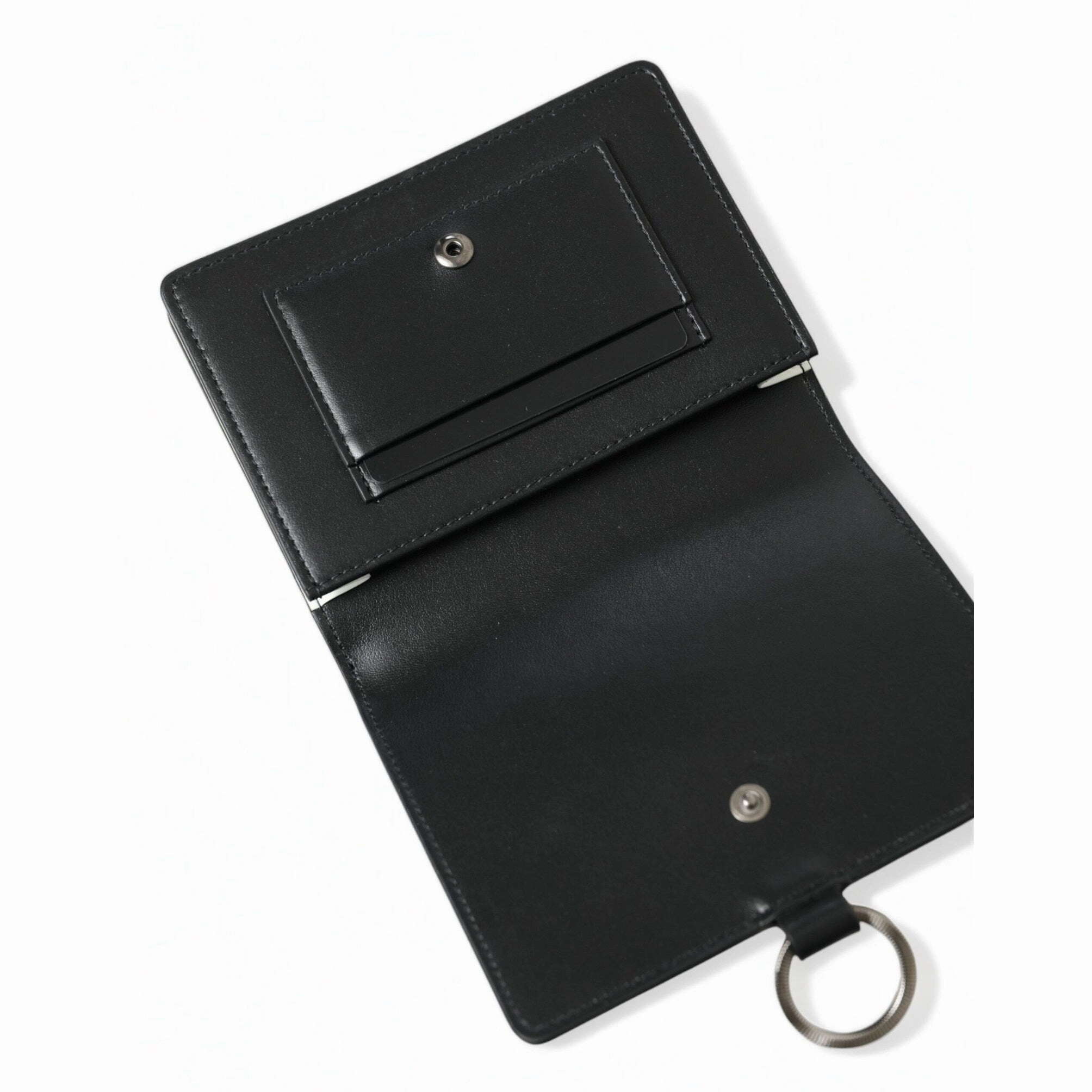 Dolce & Gabbana Elegant Black Leather Crystal Card Holder Women's Wallet - One Size
