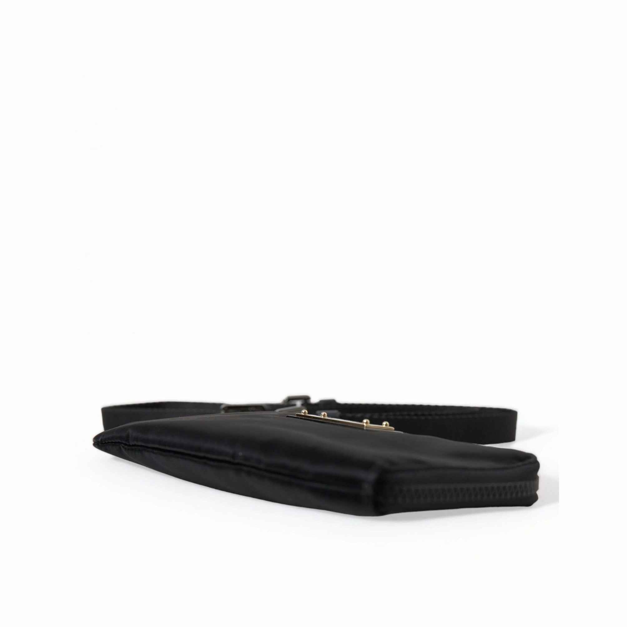 Dolce & Gabbana Elegant Black Nylon & Leather Women's Pouch