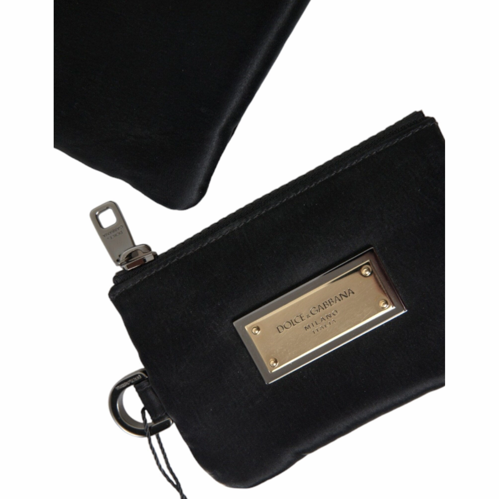Dolce & Gabbana Elegant Black Nylon & Leather Women's Pouch