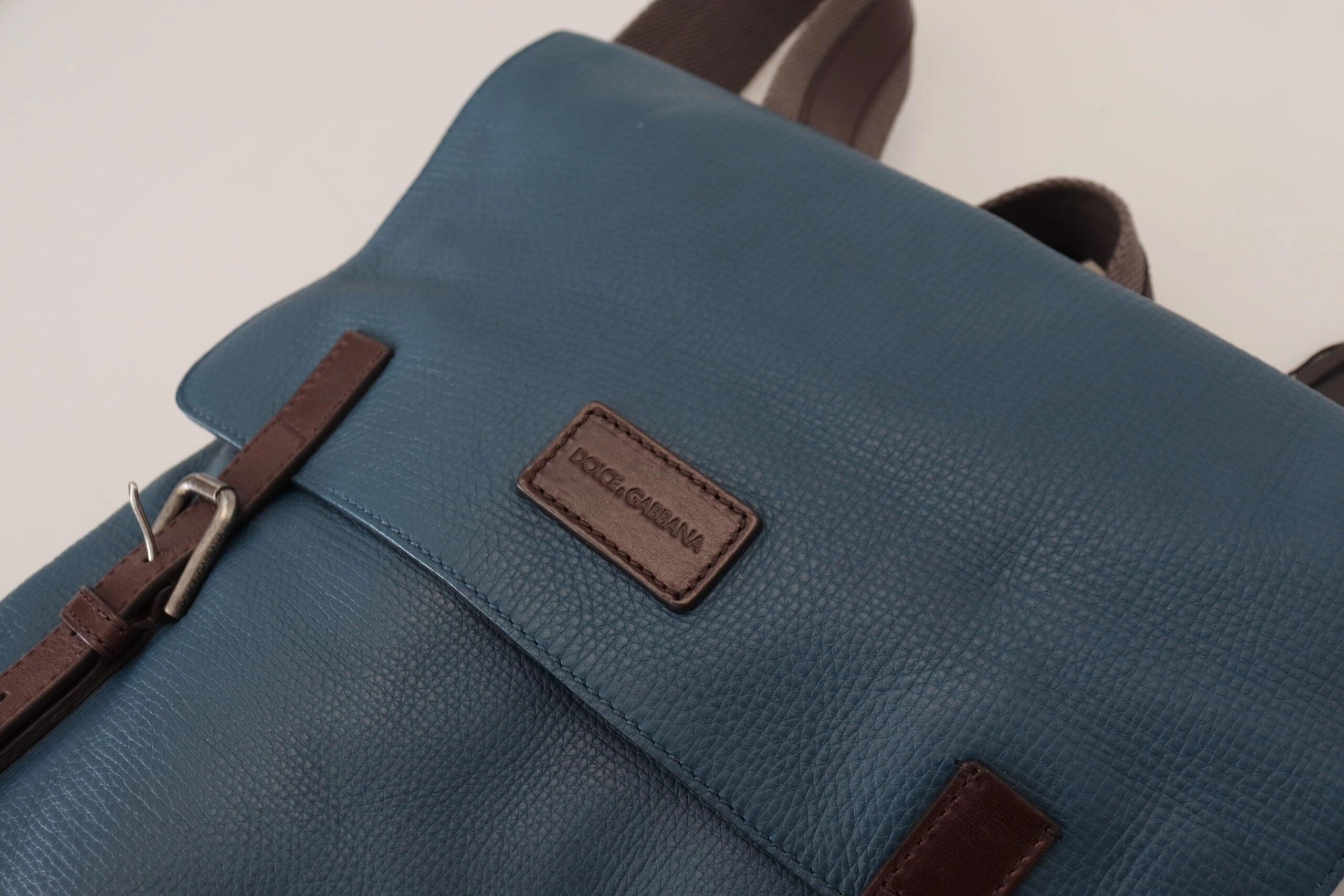 Dolce & Gabbana Elegant Blue Leather Backpack Bag