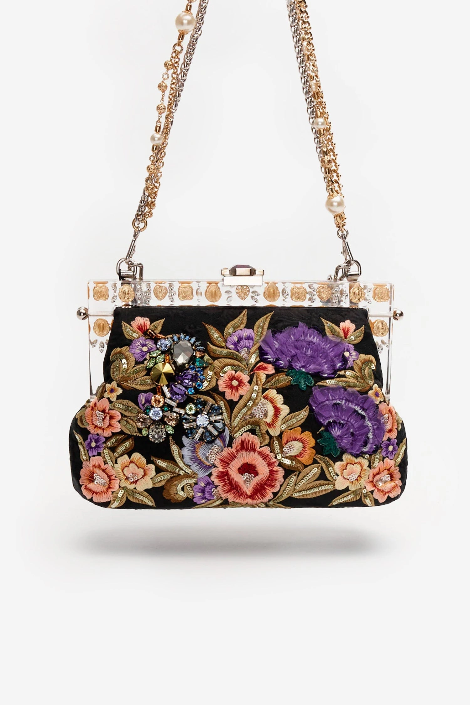 Dolce & Gabbana Multicolour Vanda Floral Embroidered Clutch
