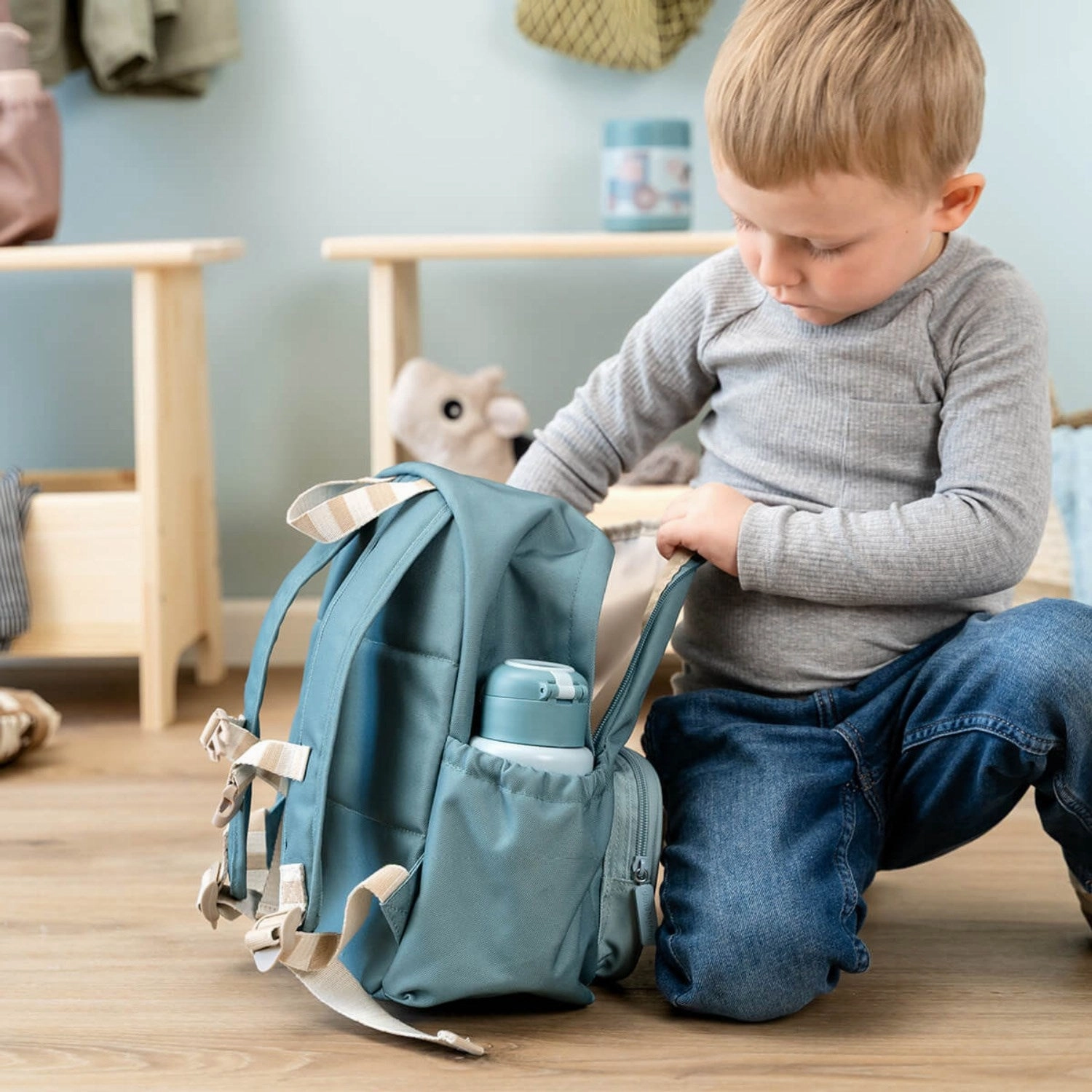 DonebyDeer Blue Kids Backpack Tiny Farm 7,5 L