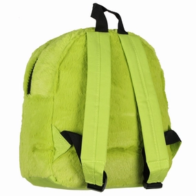 Dr. Suess The Grinch Embroidered Smiling Face w/ 3D Hair Tuft Fuzzy Soft Mini Backpack Purse with Adjustable Straps - One Size