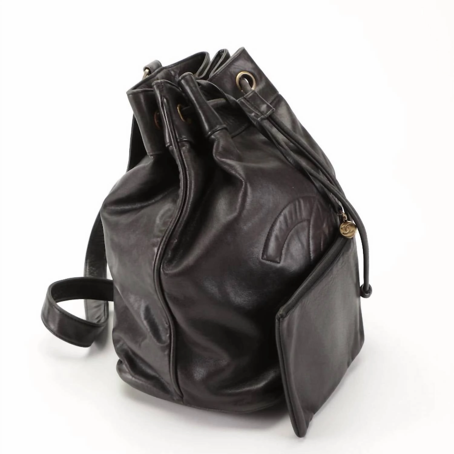 Drawstring Sling Backpack In Black