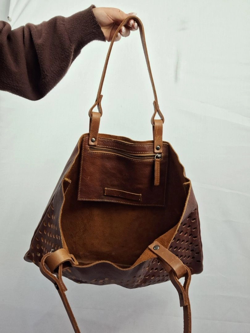 Elk Classic Perforated Leather Tote Bag