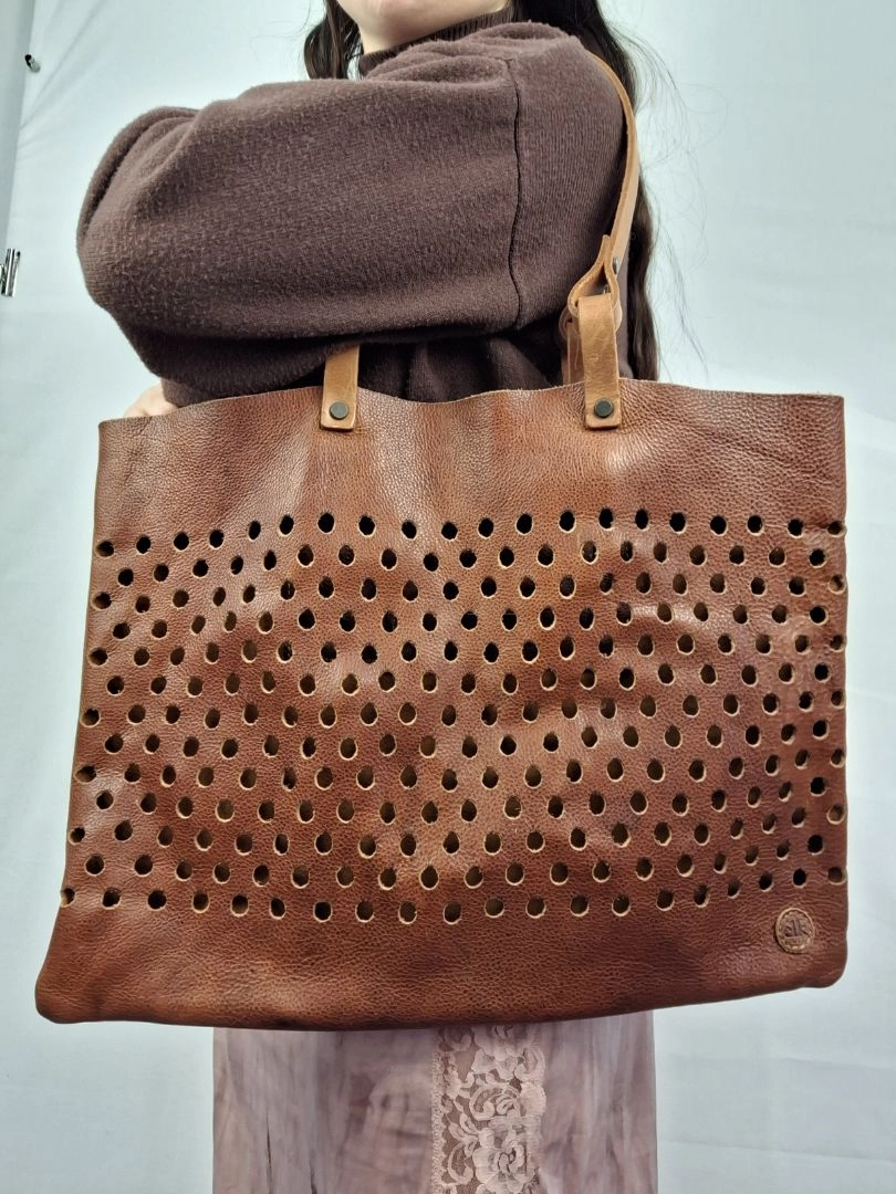 Elk Classic Perforated Leather Tote Bag