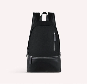 Essential Jet Cotton Vegan Leather Backpack In Black