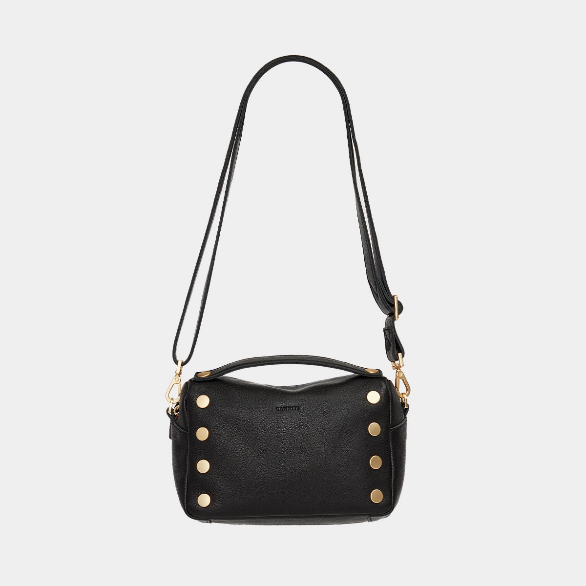 Evan Crossbody | Black/Brushed Gold Red Zip | Sml