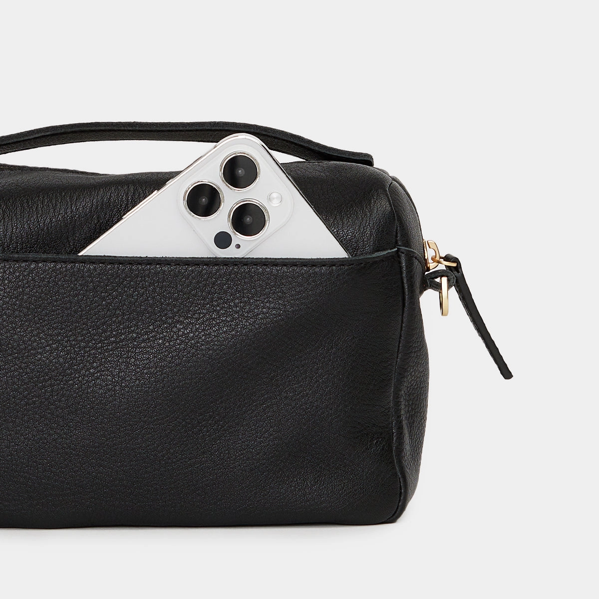 Evan Crossbody | Black/Brushed Gold Red Zip | Sml