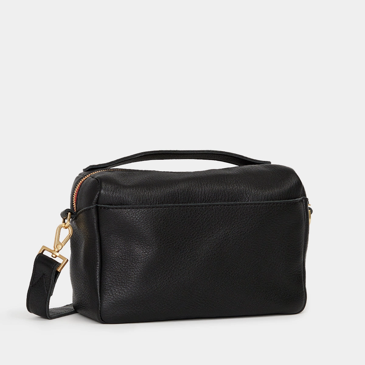 Evan Crossbody | Black/Brushed Gold Red Zip | Sml
