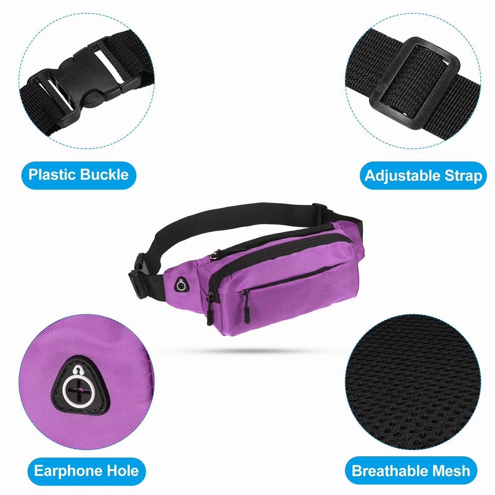 Fanny Pack, Adjustable Belt Bag for Men and Women for Hiking