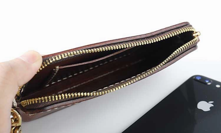 Fashion Black Leather Mens Long Wallet Brown Chain Wallet Biker Chain Wallet Clutch Men