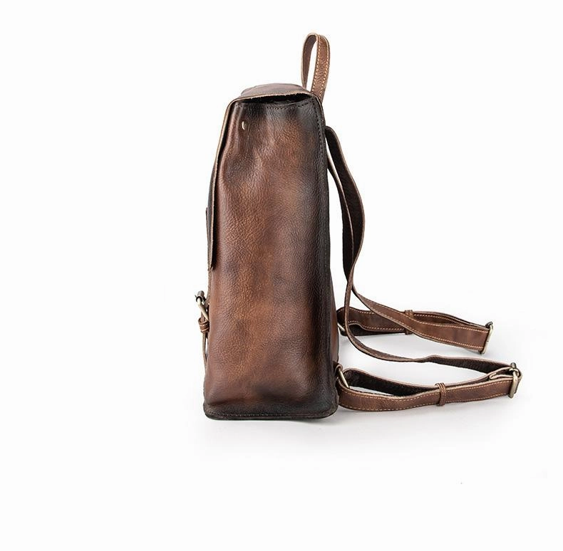 Fashion Brown LEATHER MEN'S College Backpack Travel Backpack Satchel School Backpack For Men