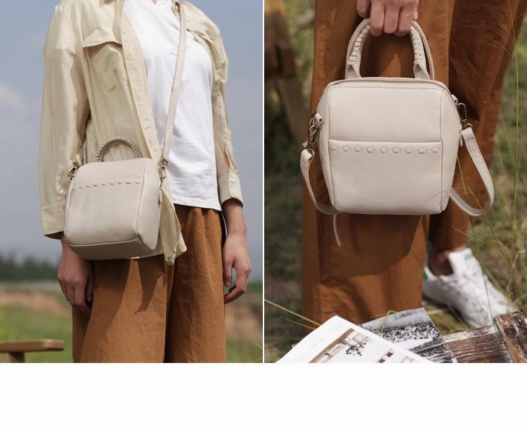 Fashion Small Womens Black Leather Bucket Shoulder Bag With Zipper Handbag CrossBody Bucket Bag