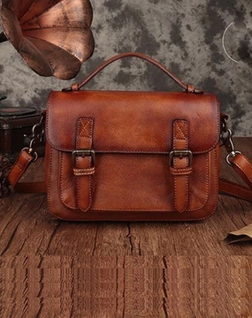 Fashion Womens Brown Leather Satchel Handbag Small Red Satchel Bag Crossbody Bags for Ladies