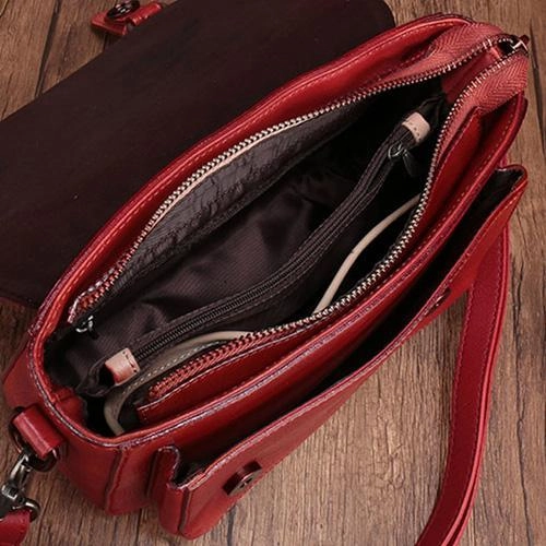 Fashion Womens Brown Leather Satchel Handbag Small Red Satchel Bag Crossbody Bags for Ladies