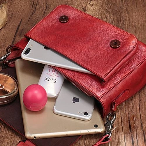 Fashion Womens Brown Leather Satchel Handbag Small Red Satchel Bag Crossbody Bags for Ladies