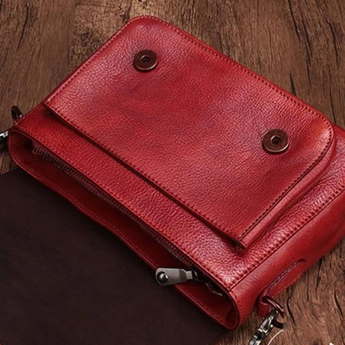 Fashion Womens Brown Leather Satchel Handbag Small Red Satchel Bag Crossbody Bags for Ladies