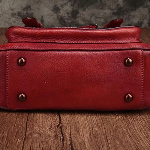 Fashion Womens Brown Leather Satchel Handbag Small Red Satchel Bag Crossbody Bags for Ladies