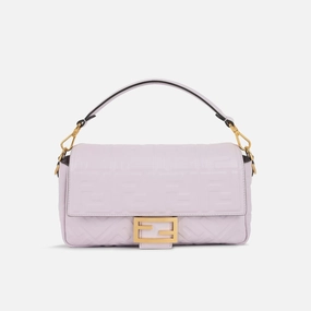 Fendi - Medium Baguette - Lilac Zucca Nappa GHW - Pre-Loved