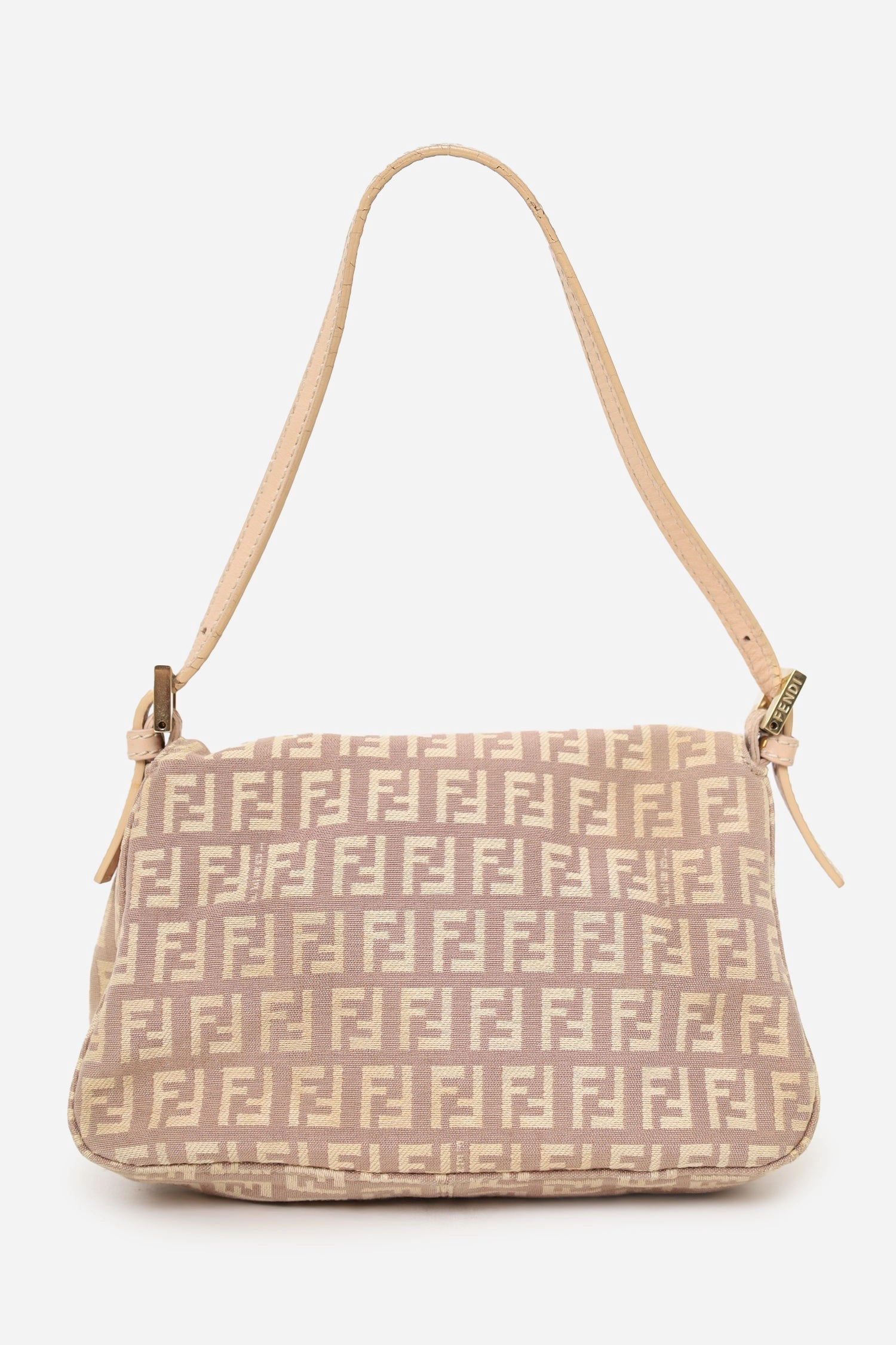 Fendi Beige/Pink Canvas Zucchino Mini Mama Baguette Shoulder Bag