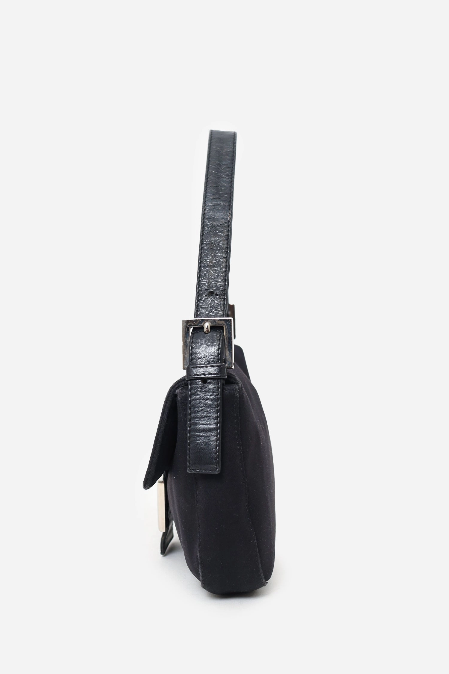 Fendi Black Canvas Baguette Shoulder Bag
