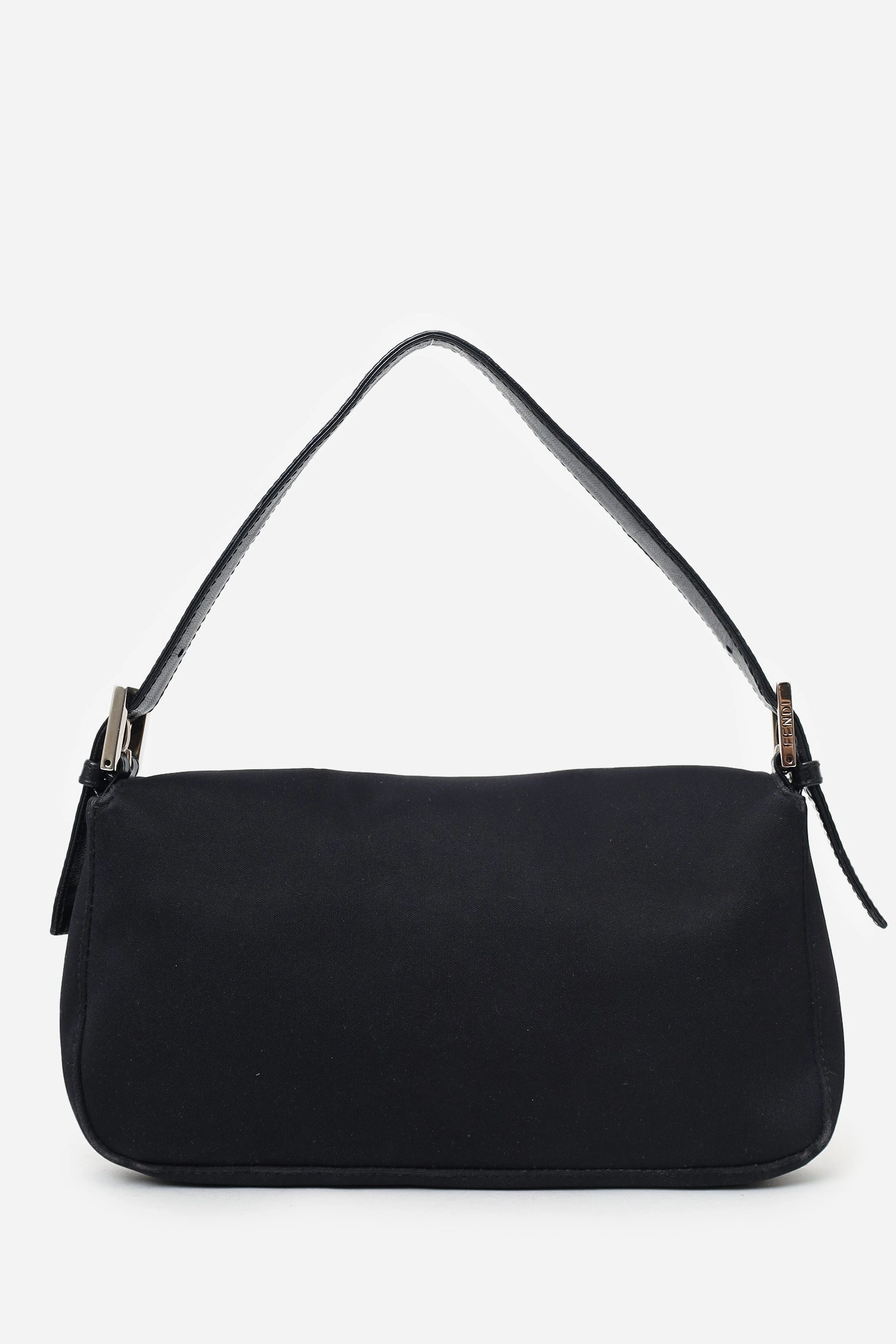 Fendi Black Canvas Baguette Shoulder Bag