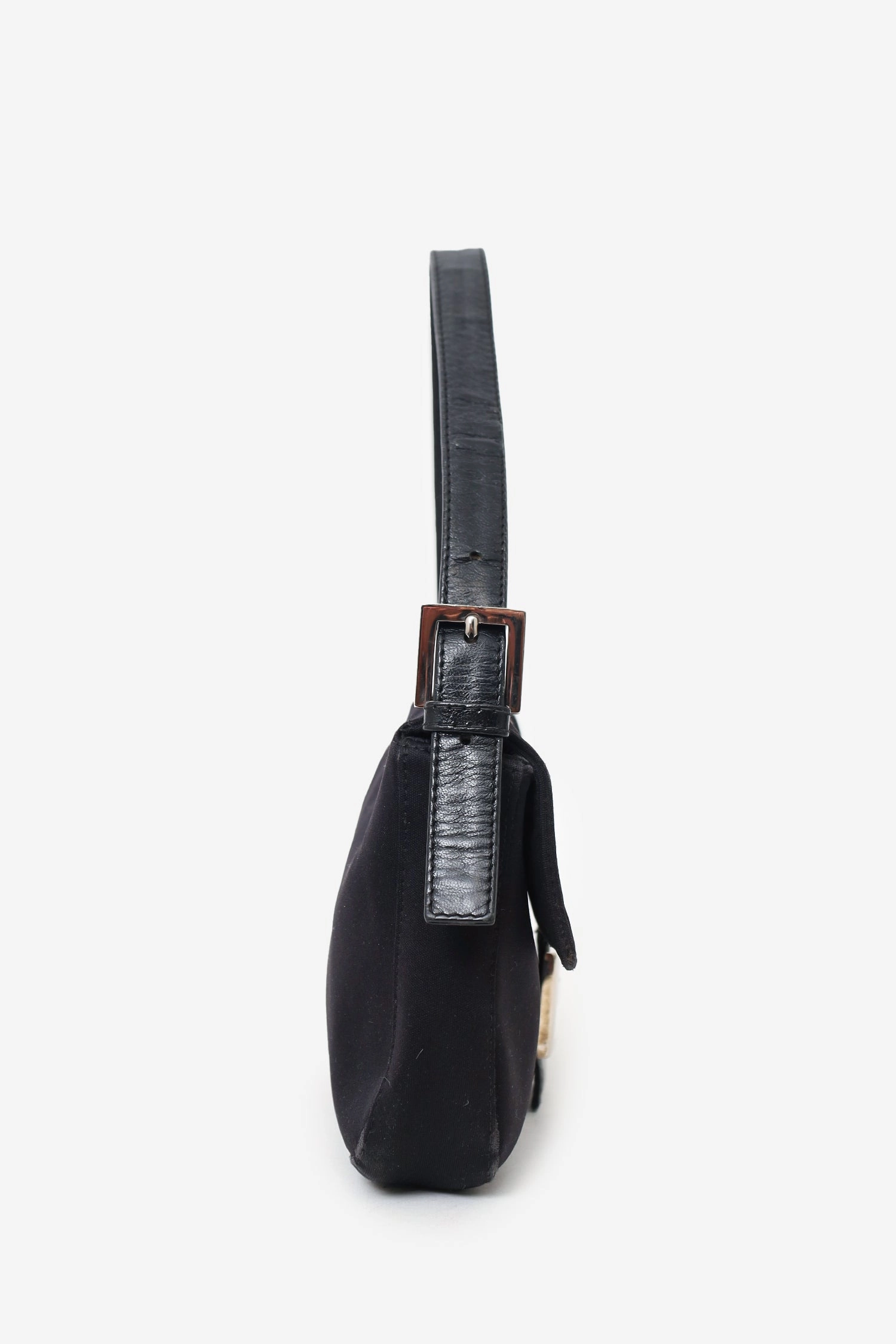 Fendi Black Canvas Baguette Shoulder Bag