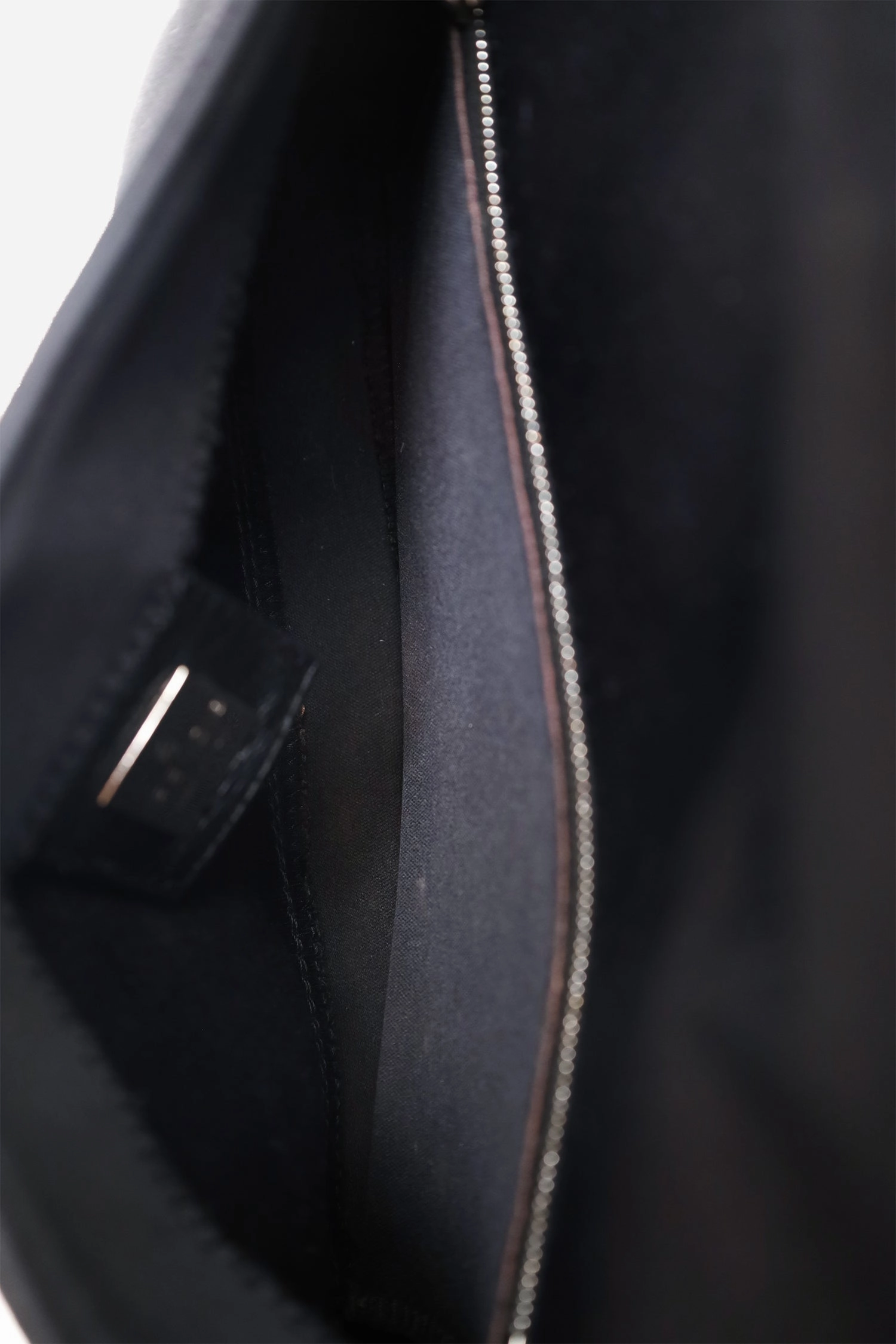 Fendi Black Canvas Baguette Shoulder Bag