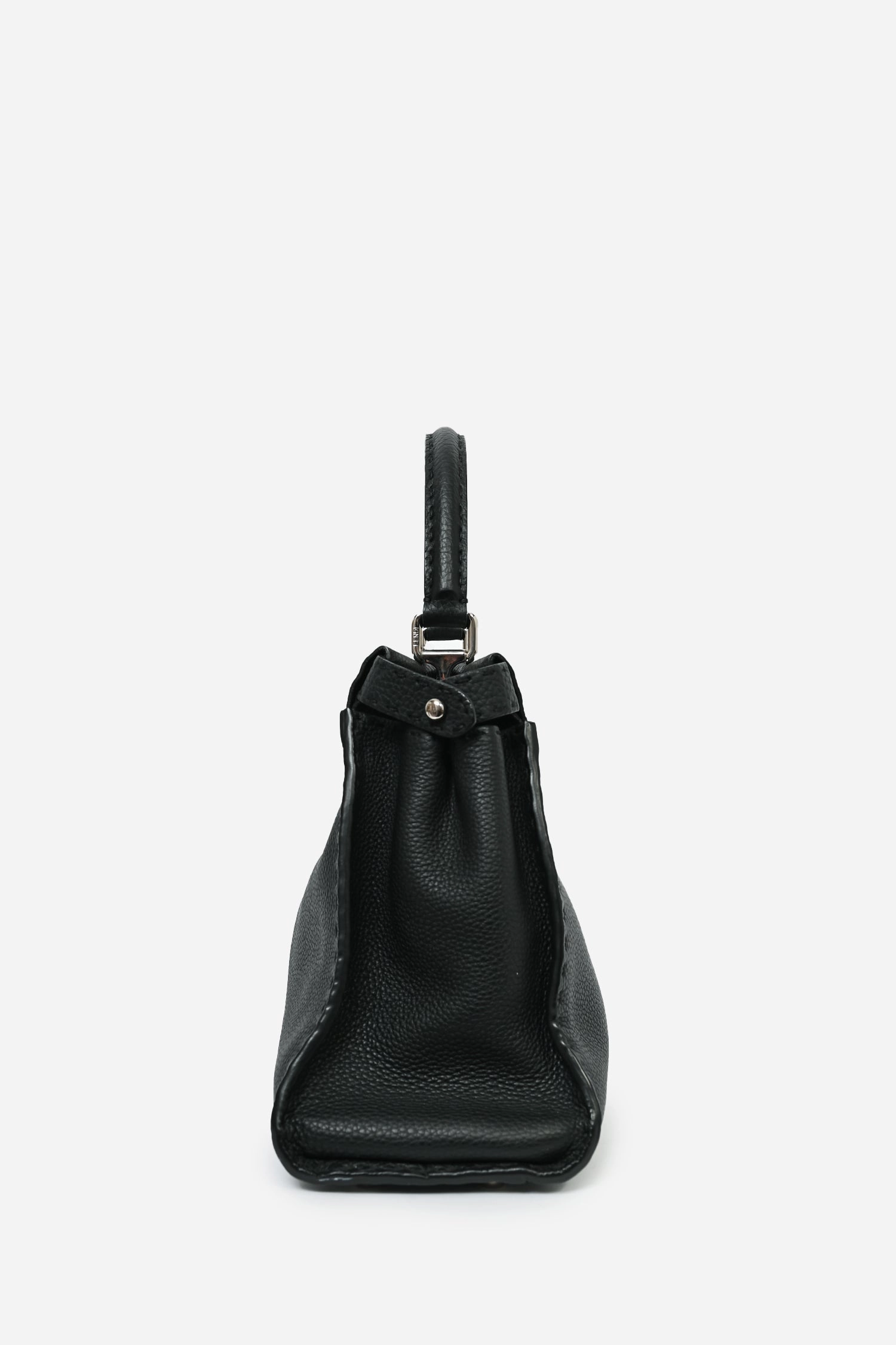 Fendi Black Grained Leather Medium Peekaboo Top Handle with Strap
