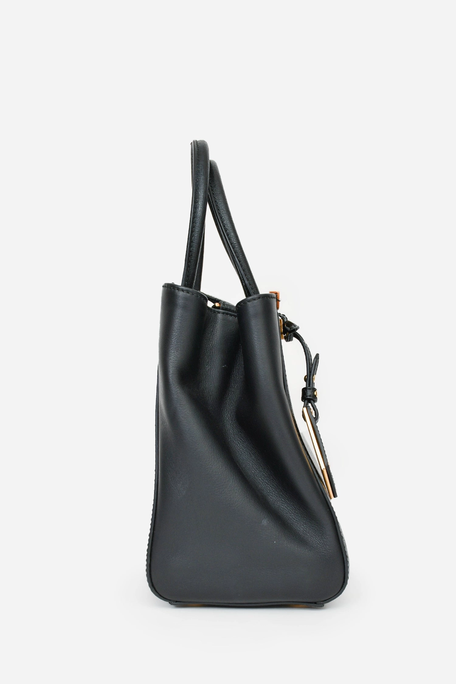 Fendi Black Leather Small 2Jours Tote with Strap