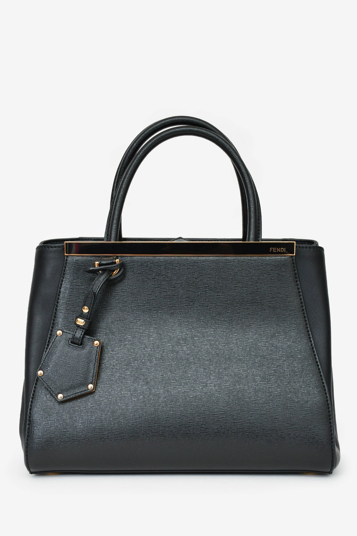 Fendi Black Leather Small 2Jours Tote with Strap