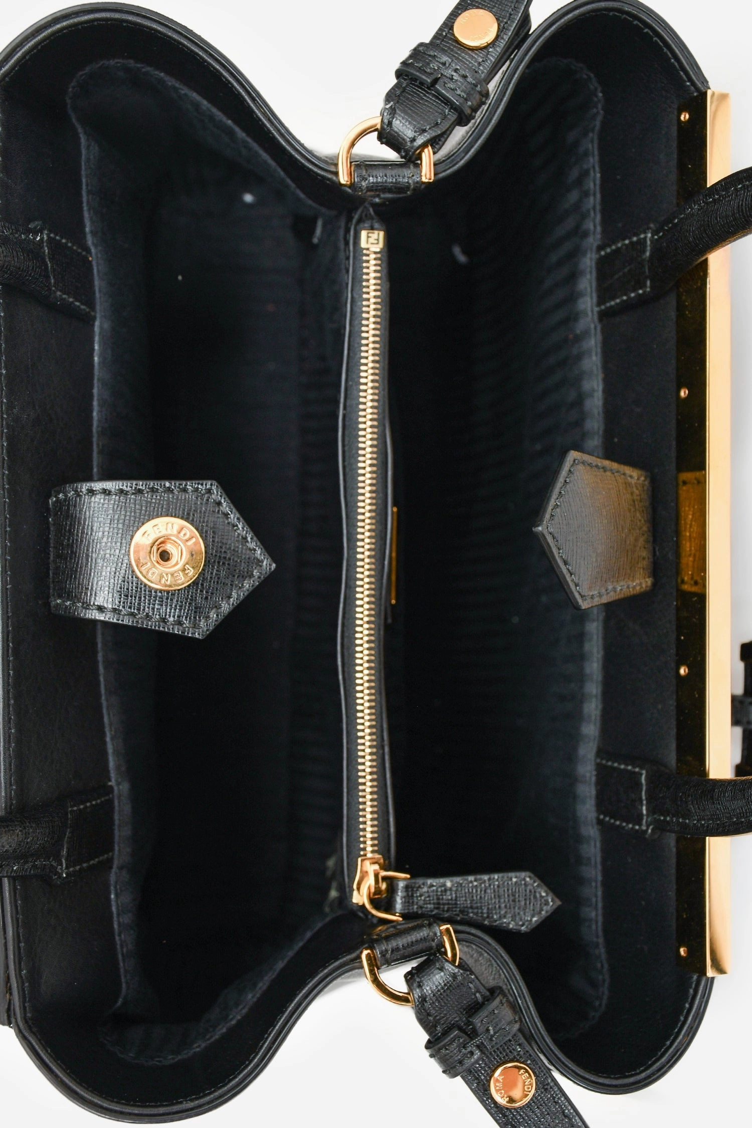 Fendi Black Leather Small 2Jours Tote with Strap