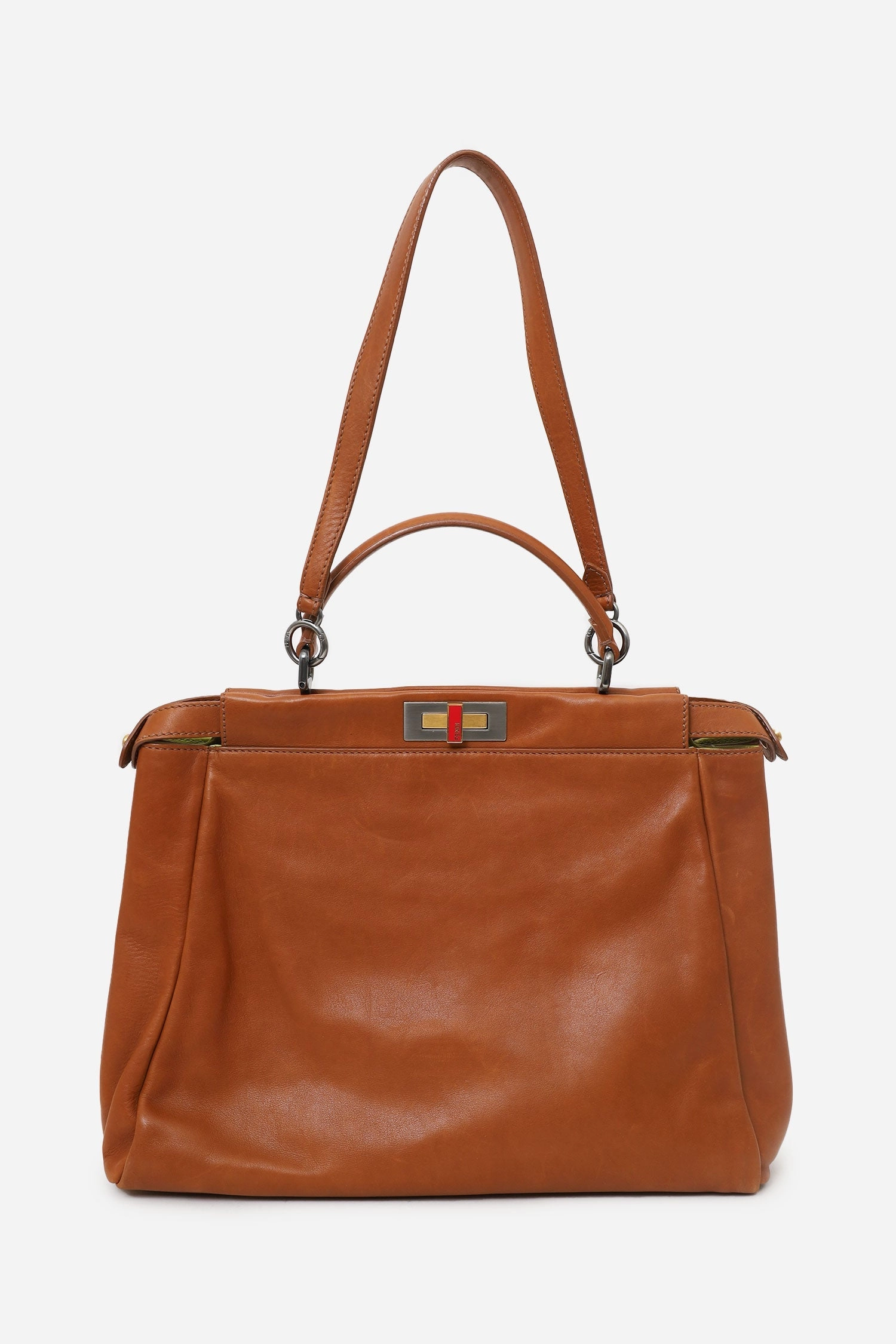 Fendi Brown Leather Large Peekaboo with Strap (As Is)