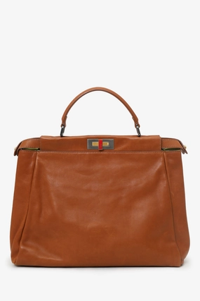 Fendi Brown Leather Large Peekaboo with Strap (As Is)