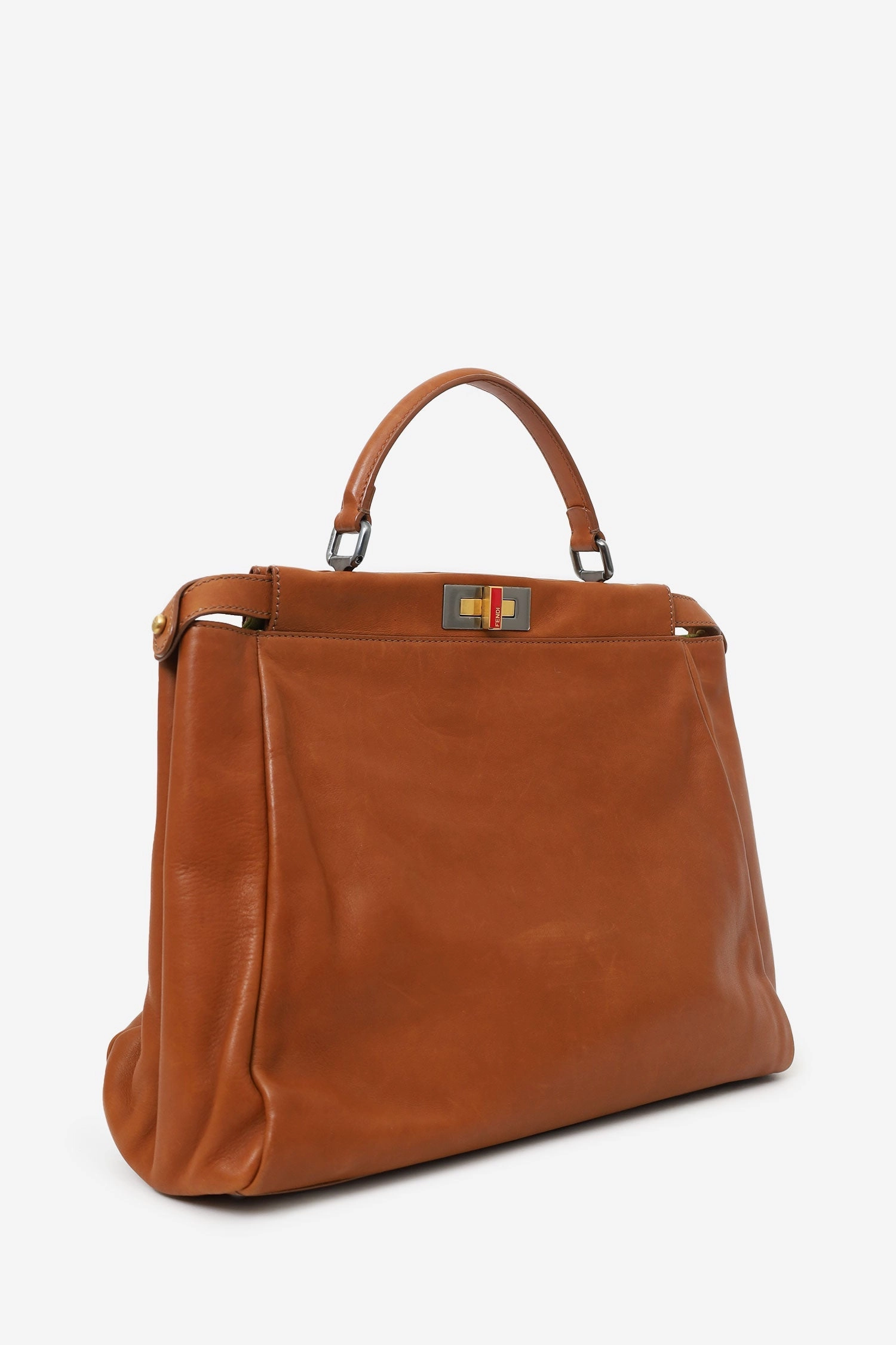 Fendi Brown Leather Large Peekaboo with Strap (As Is)
