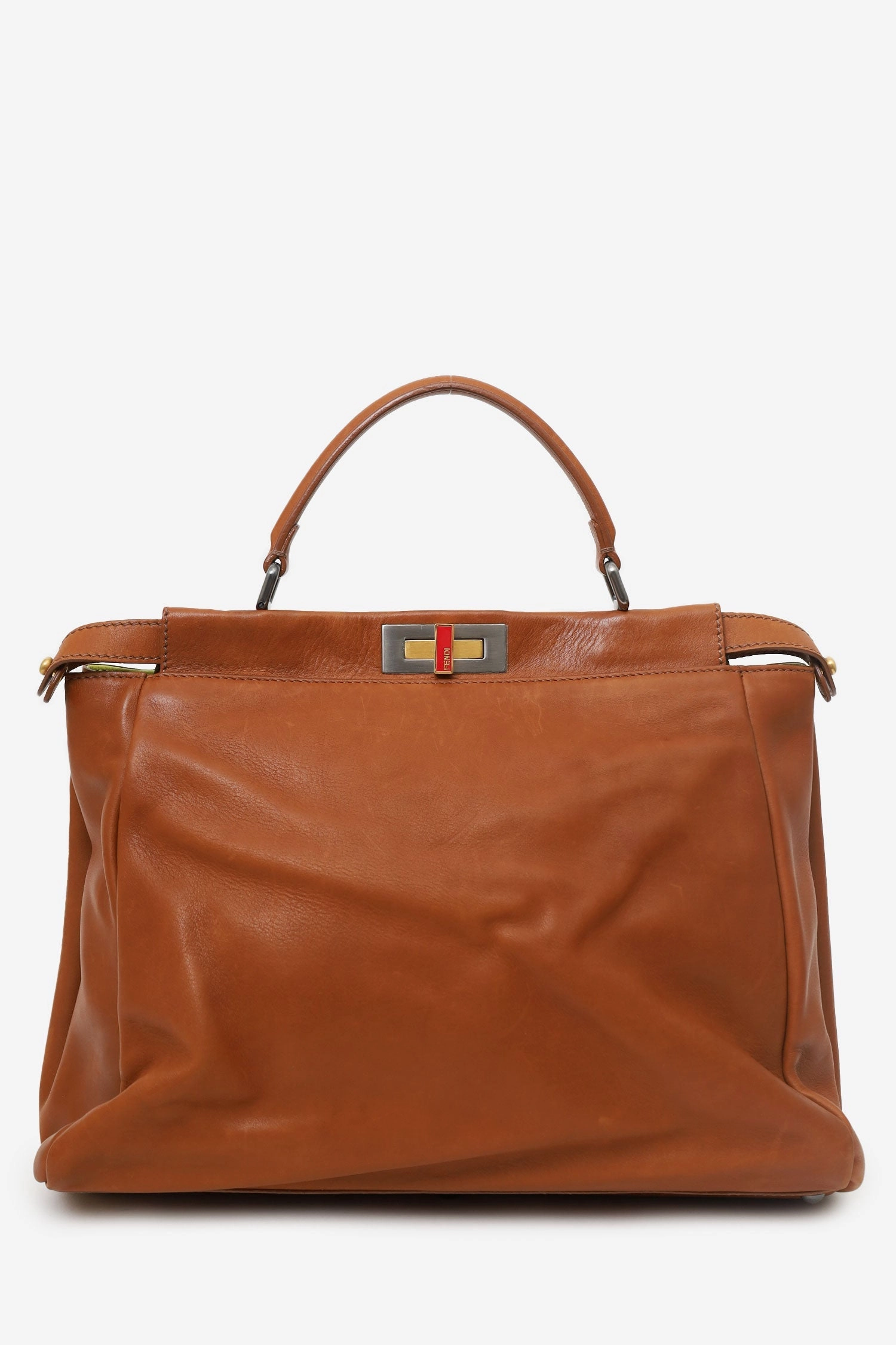 Fendi Brown Leather Large Peekaboo with Strap (As Is)
