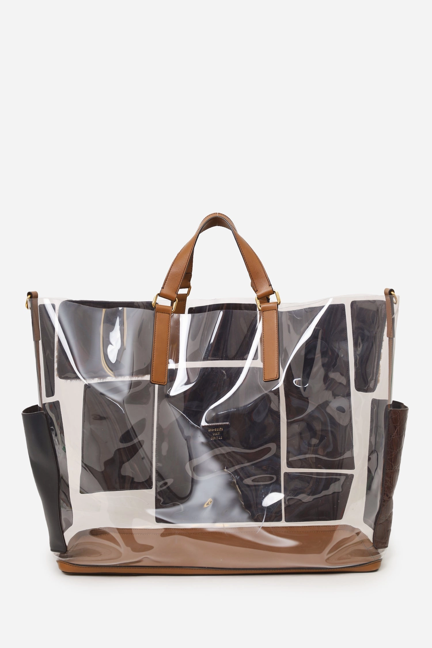 Fendi Brown Vinyl/Leather/Fur Forever Patch Pocket Tote
