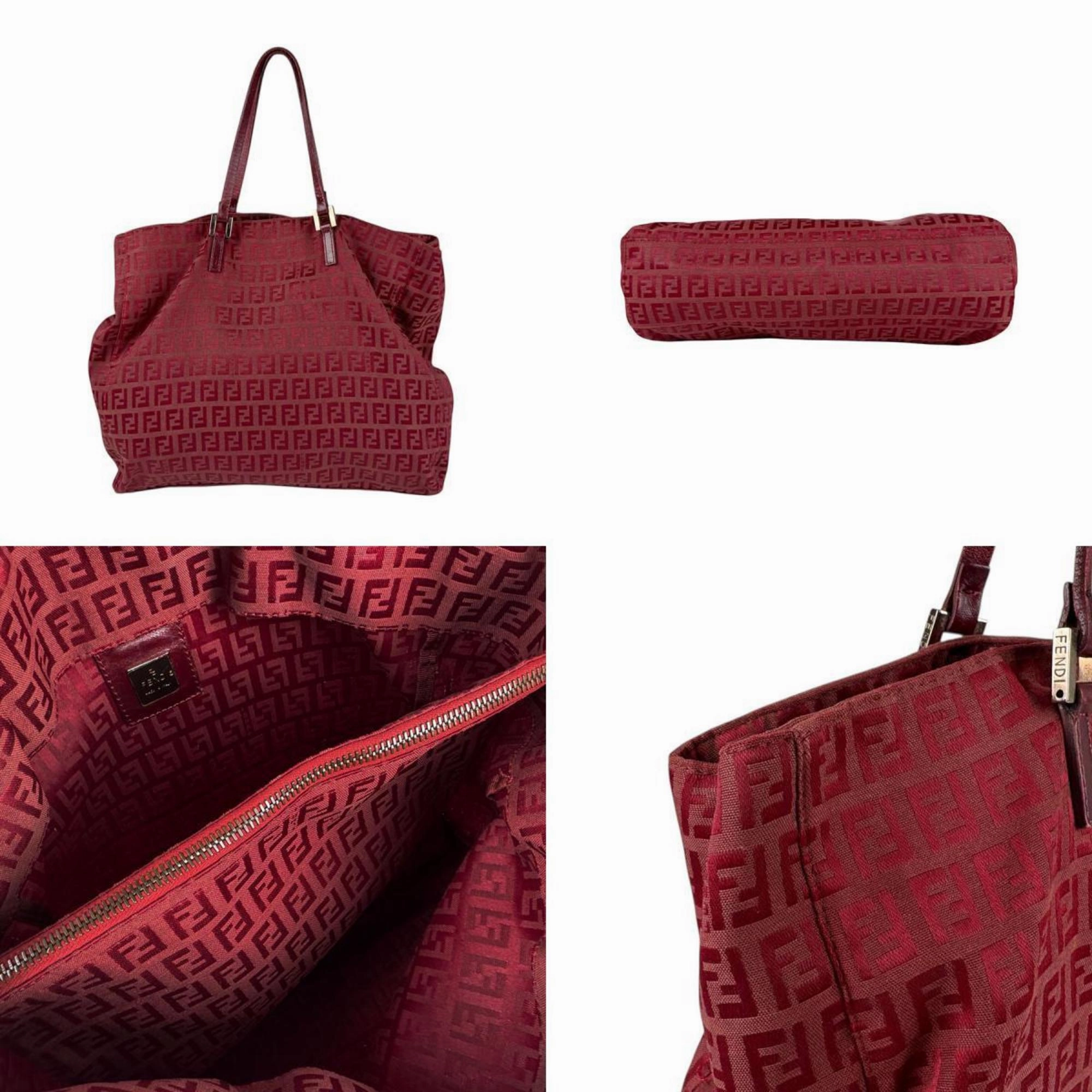 Fendi Canvas Leather Handbag Tote Bag (Pre-Owned)