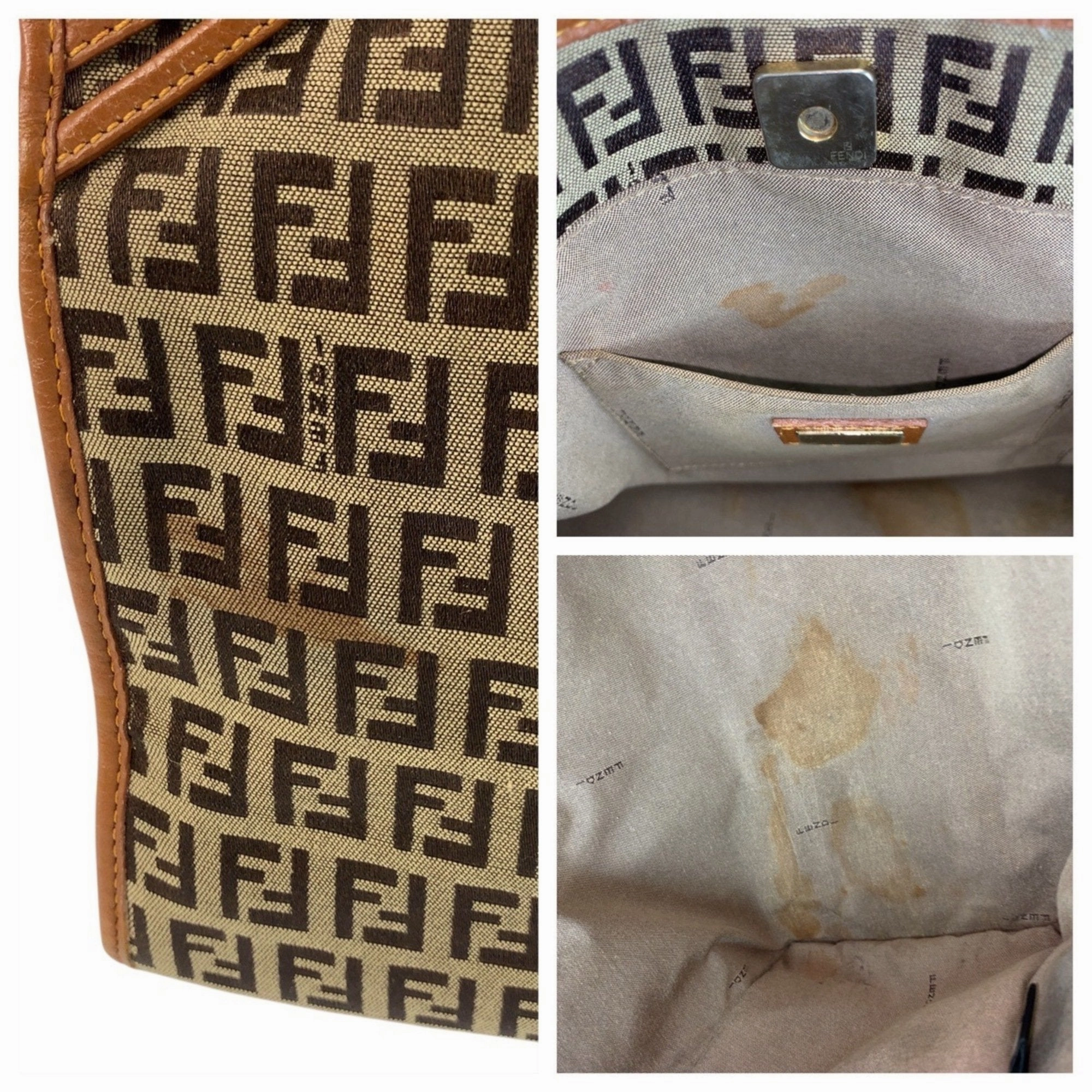 Fendi Canvas Leather Shoulder Bag Tote Bag (Pre-Owned)