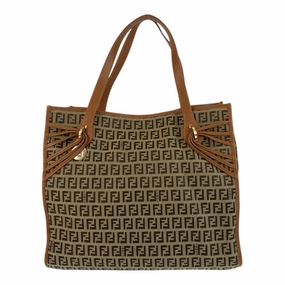 Fendi Canvas Leather Shoulder Bag Tote Bag (Pre-Owned)