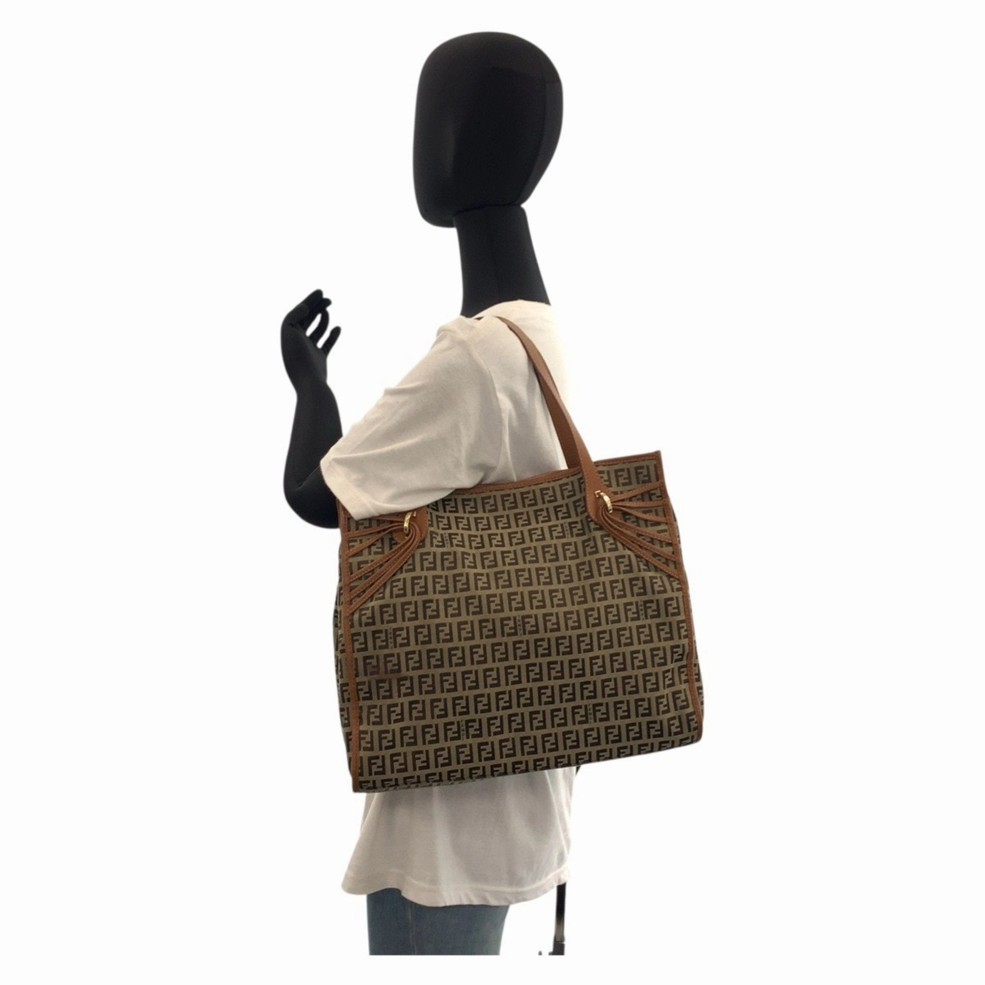 Fendi Canvas Leather Shoulder Bag Tote Bag (Pre-Owned)